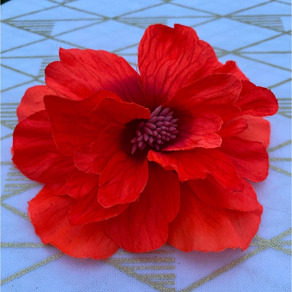 Hawaiian Red Hibiscus Flower Hair Clip / Medium Size